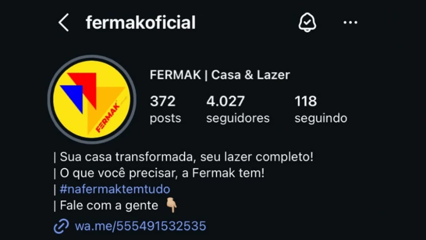 Redes sociais da Fermak feitas pela Eklo Digital